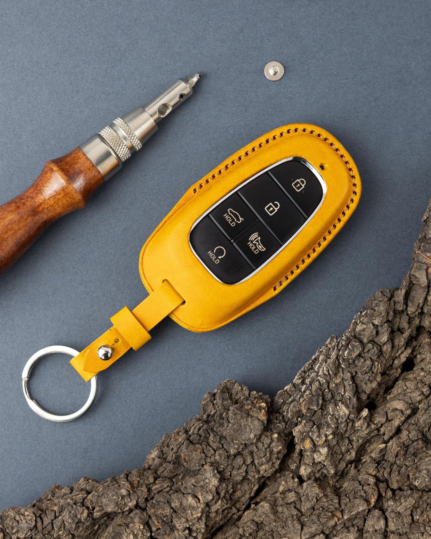 Leather Car Key Case For Ioniq5, Key Holder For Grandeur, Key Fob For Santa Fe, Keychain For Sonata DN8, Tucson NX4, Nexo, Elantra, Venue