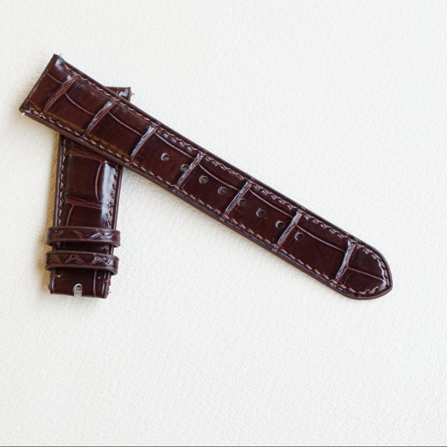 Handmade Brown Alligator Leather Watch Strap 22mm 21mm 20mm 19mm 18mm 16mm