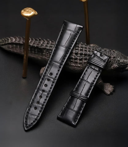 Handmade Black Alligator Leather Watch Strap 22mm 21mm 20mm 19mm 18mm 16mm