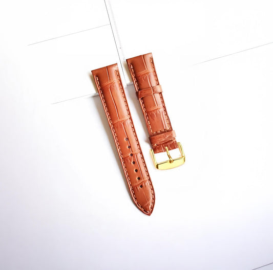 Handmade Dark Tan Alligator Leather Watch Strap 22mm 21mm 20mm 19mm 18mm 16mm