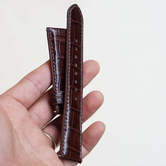 Handmade Brown Alligator Leather Watch Strap 22mm 21mm 20mm 19mm 18mm 16mm