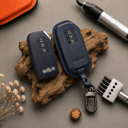 Handmade Leather Key Fob Cover For Forte, K5, Niro, Seltos, Sorento, Soul, Sportage Telluride, Cerato, EV6,EV3, EV9)