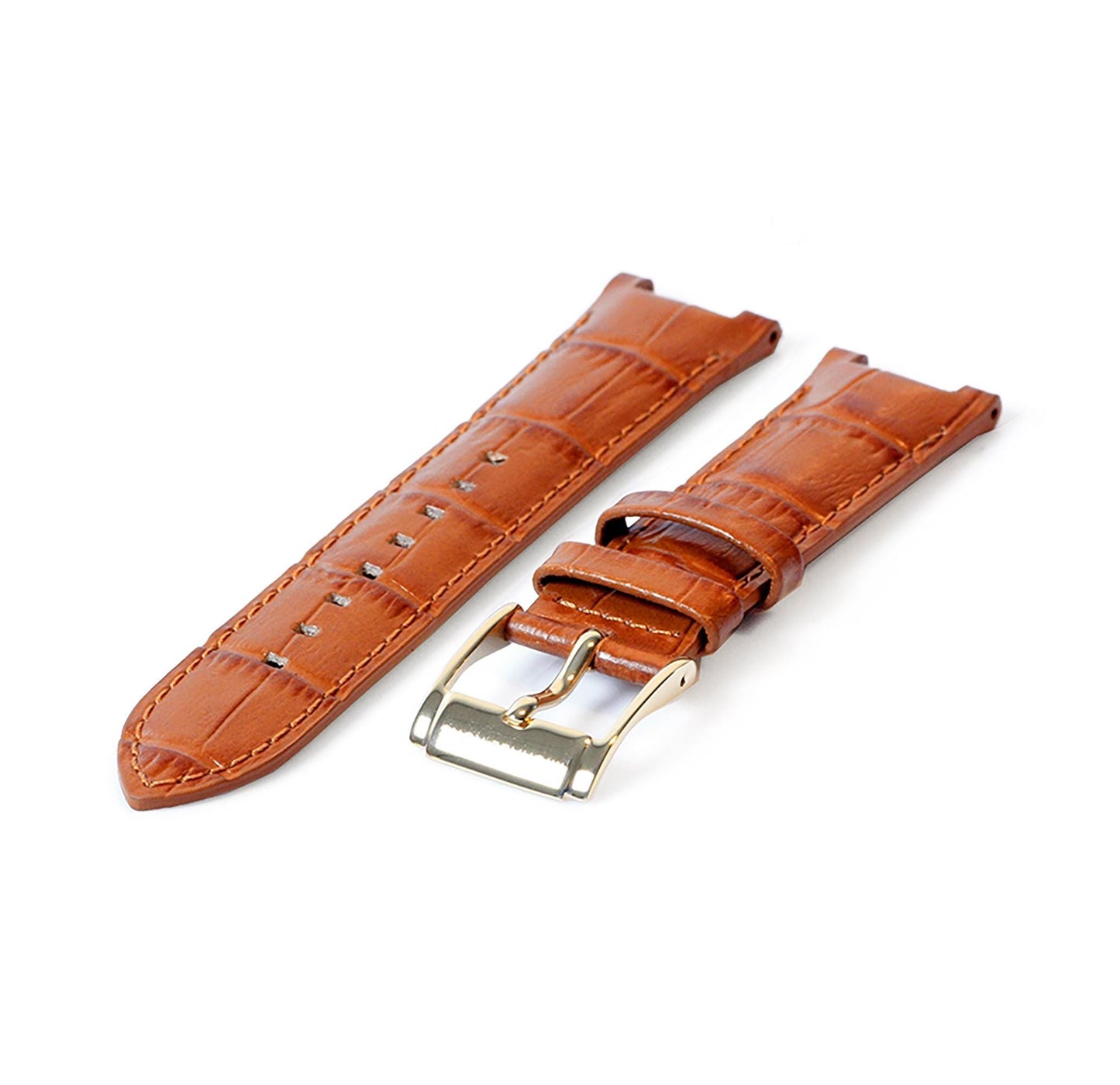 Handmade Dark Tan Alligator Leather Watch Strap 22mm 21mm 20mm 19mm 18mm 16mm