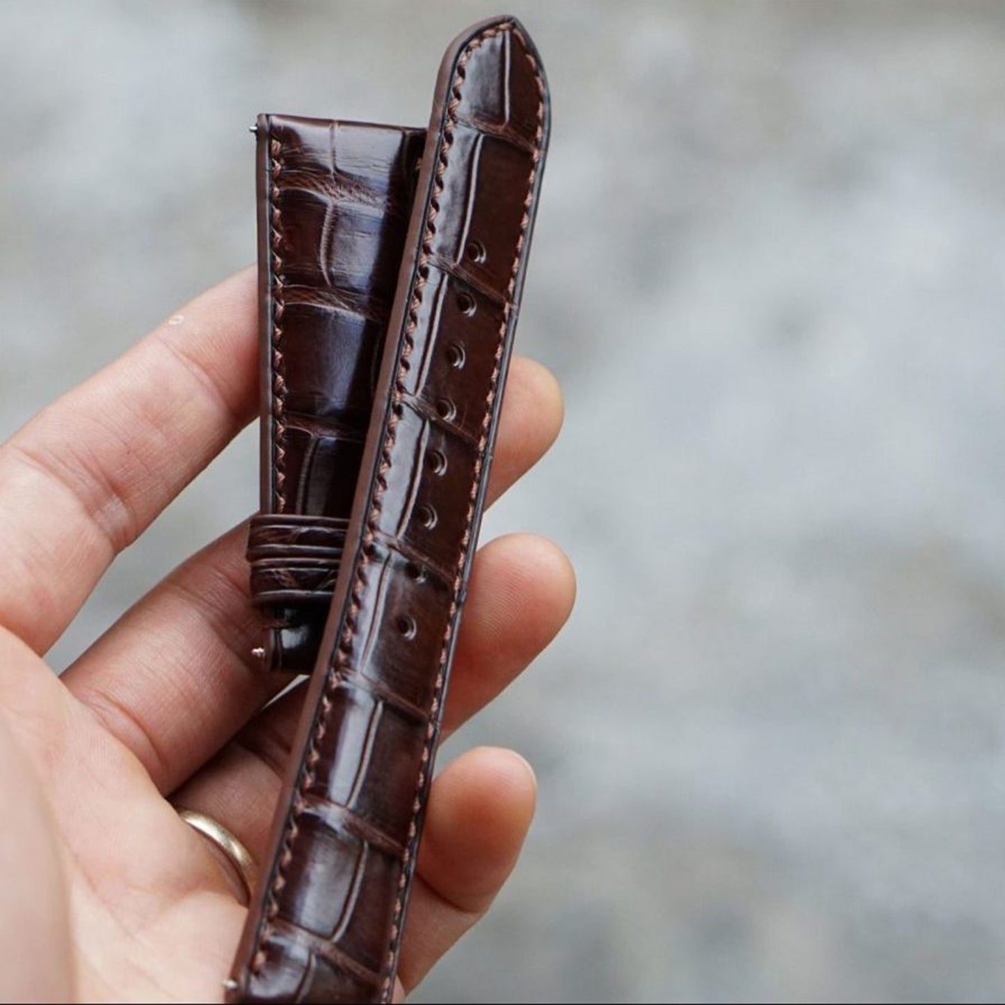 Handmade Brown Alligator Leather Watch Strap 22mm 21mm 20mm 19mm 18mm 16mm