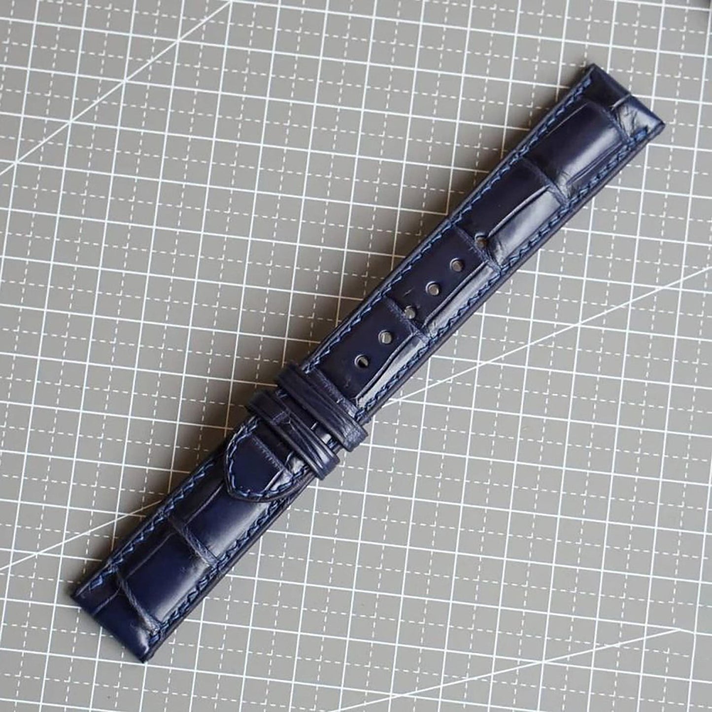 Handmade Navy Alligator Leather Watch Strap 22mm 21mm 20mm 19mm 18mm 16mm