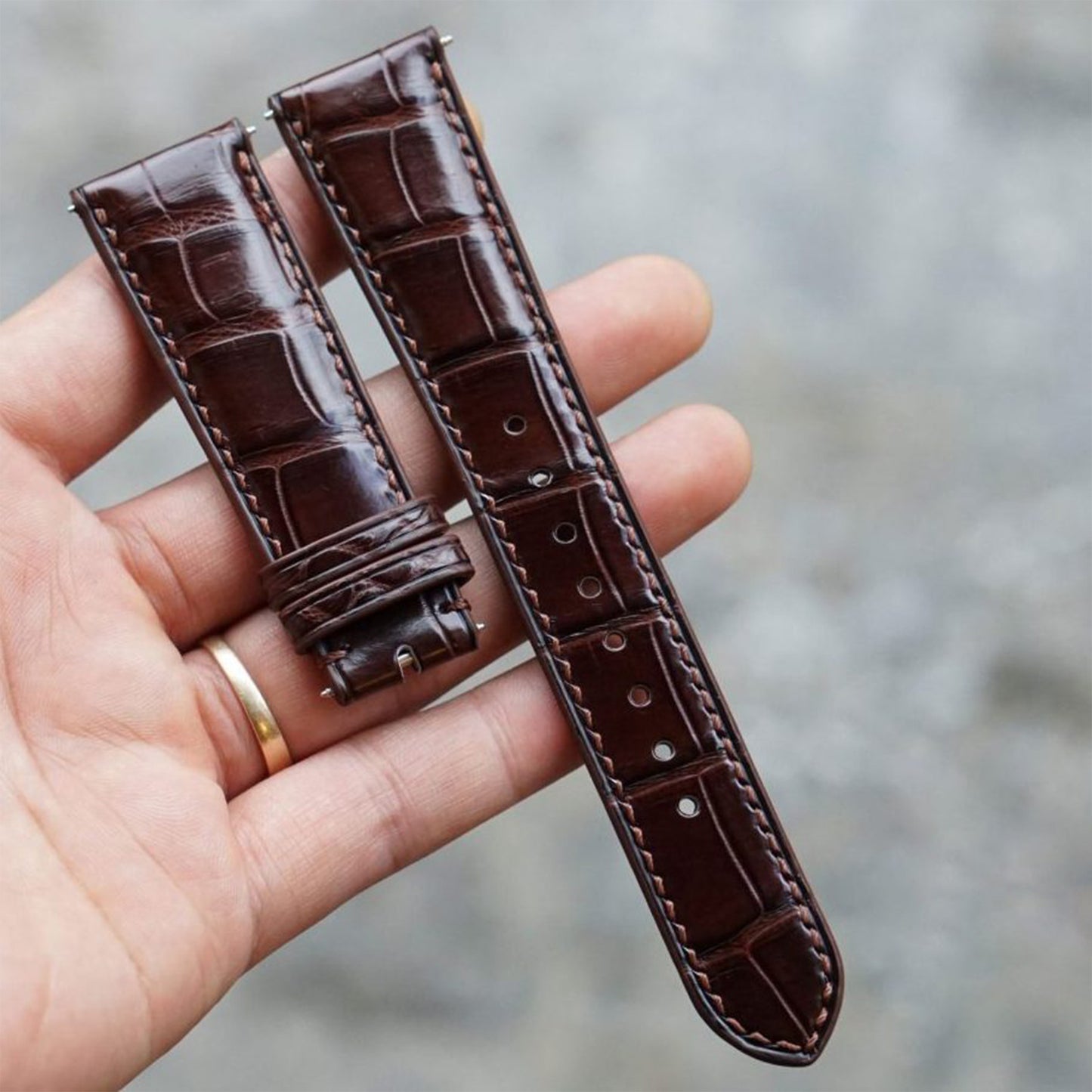 Handmade Brown Alligator Leather Watch Strap 22mm 21mm 20mm 19mm 18mm 16mm