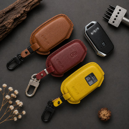 Handmade Leather Key Fob Cover For Forte, K5, Niro, Seltos, Sorento, Soul, Sportage Telluride, Cerato, EV6,EV3, EV9)