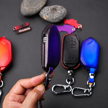 Handmade Veg Tan Leather Key Fob Cover Telluride EV9 EV6 Sorento Sportage Niro Soul Carnival K5 2022-2026