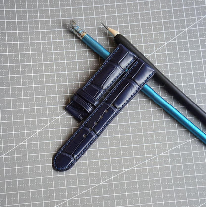 Handmade Navy Alligator Leather Watch Strap 22mm 21mm 20mm 19mm 18mm 16mm