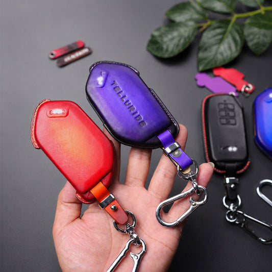 Handmade Veg Tan Leather Key Fob Cover Telluride EV9 EV6 Sorento Sportage Niro Soul Carnival K5 2022-2026