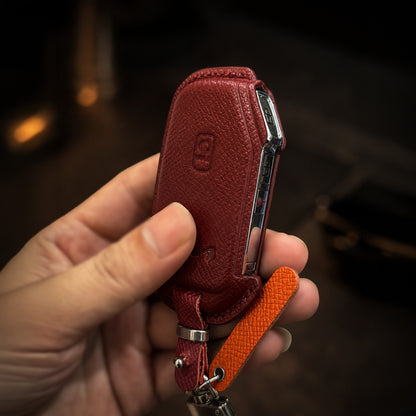 Handmade Leather Key Fob Cover For Forte, K5, Niro, Seltos, Sorento, Soul, Sportage Telluride, Cerato, EV6,EV3, EV9)