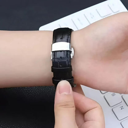 Handmade Black Alligator Leather Watch Strap 22mm 21mm 20mm 19mm 18mm 16mm