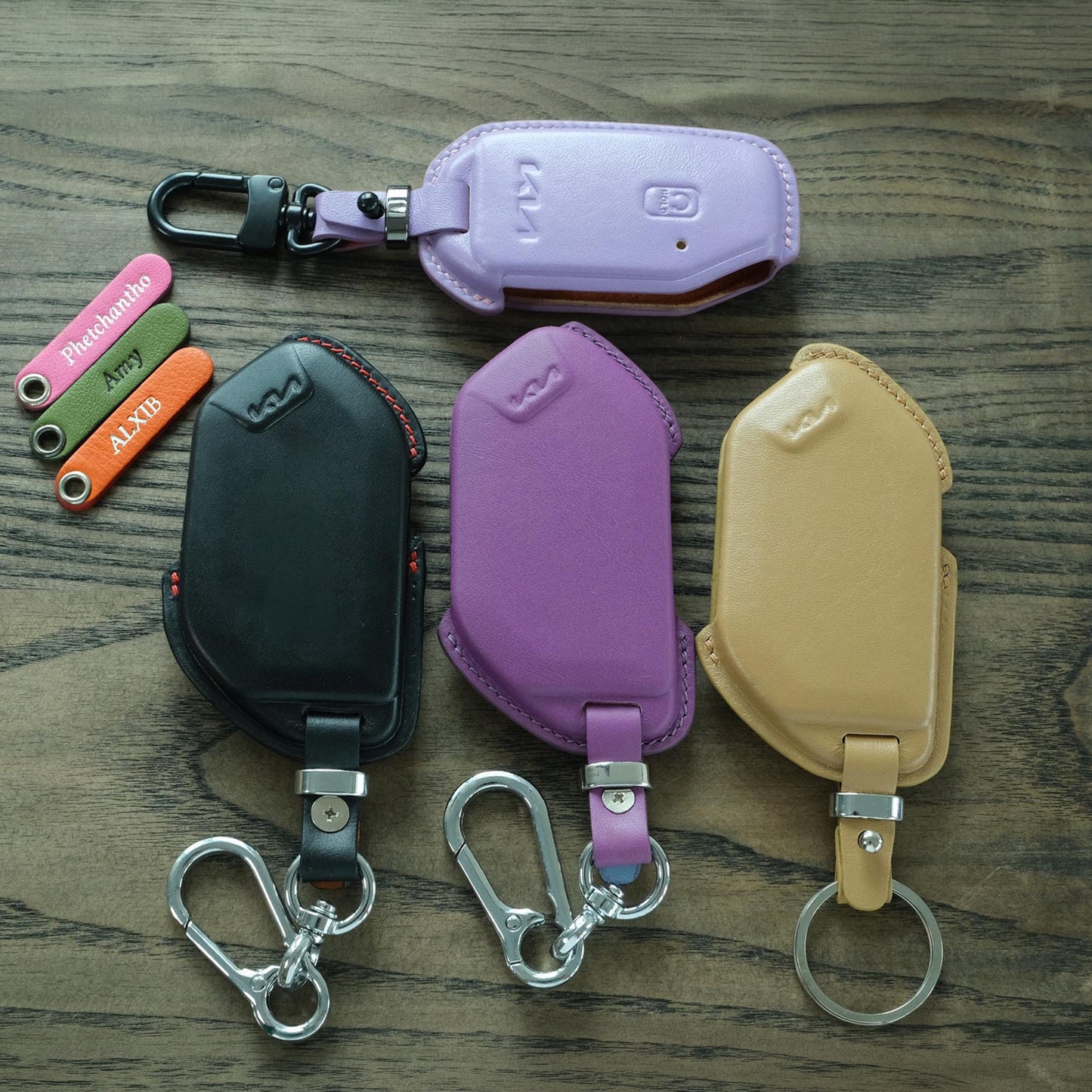 Handmade Veg Tan Leather Key Fob Cover Telluride EV9 EV6 Sorento Sportage Niro Soul Carnival K5 2022-2026