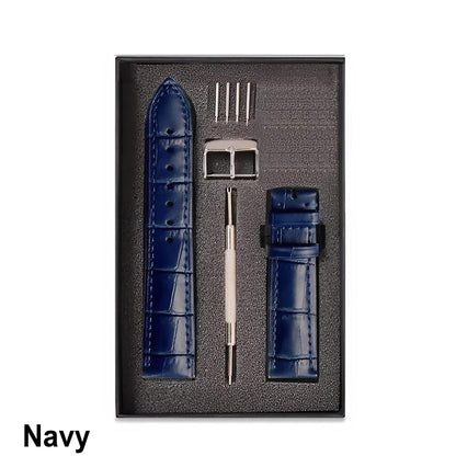 Handmade Navy Alligator Leather Watch Strap 22mm 21mm 20mm 19mm 18mm 16mm