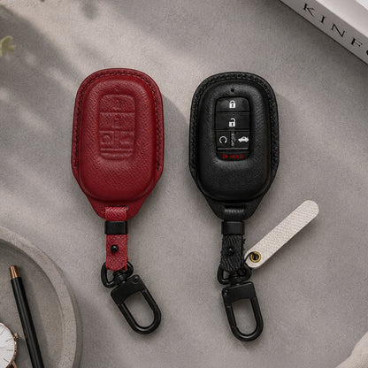 Honda Leather Key Fob Cover, Compatible with CR-V, Accord, Civic, Odyssey, Vezel, Ridgeline, Personalized Keychain