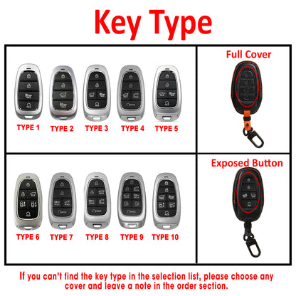 Leather Key Fob Cover fit for Nexo, Santa Fe, Sonata, Tucson, Palisade, (2022- 2024). Handcrafted Leather Key Cover, Gift For New Car