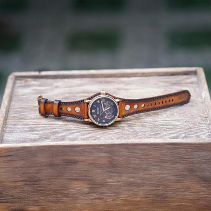 Handmade Military Style Watch Band, Leather Bunstrap 16mm 18mm 20mm 22mm 24mm