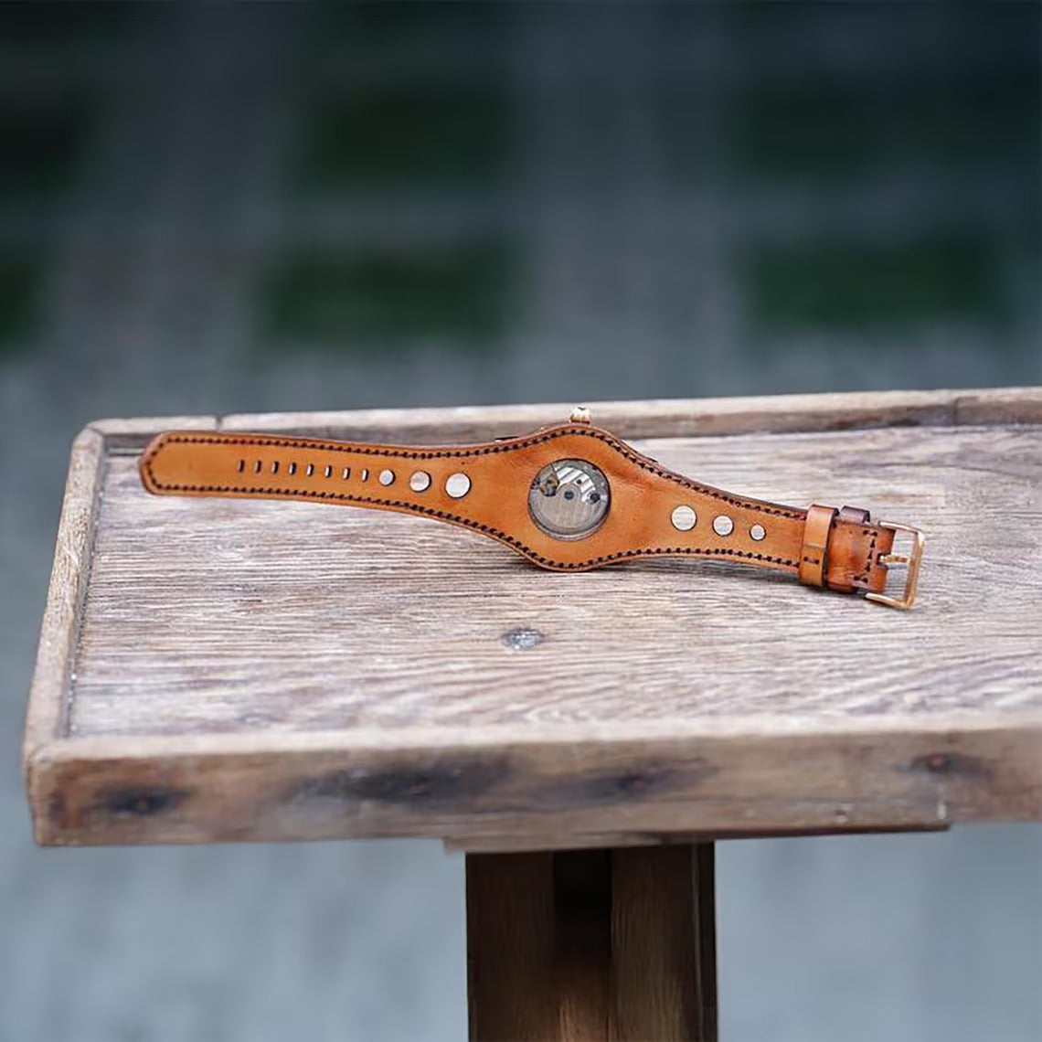 Handmade Military Style Watch Band, Leather Bunstrap 16mm 18mm 20mm 22mm 24mm