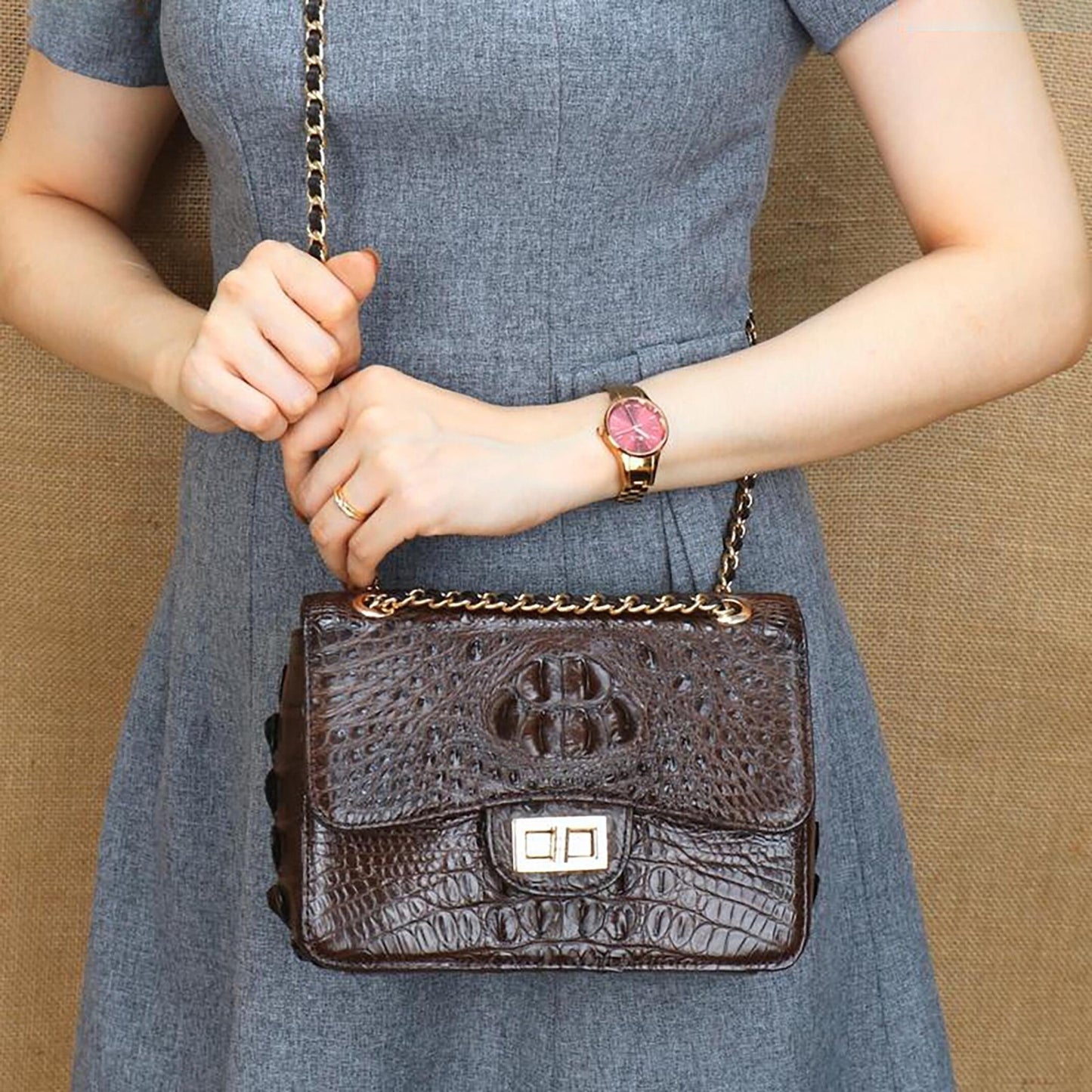 Handmade Genuine Alligator Leather Shoulder Bag – Handmade Exotic Leather Crossbody Bag