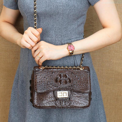 Handmade Genuine Alligator Leather Shoulder Bag – Handmade Exotic Leather Crossbody Bag