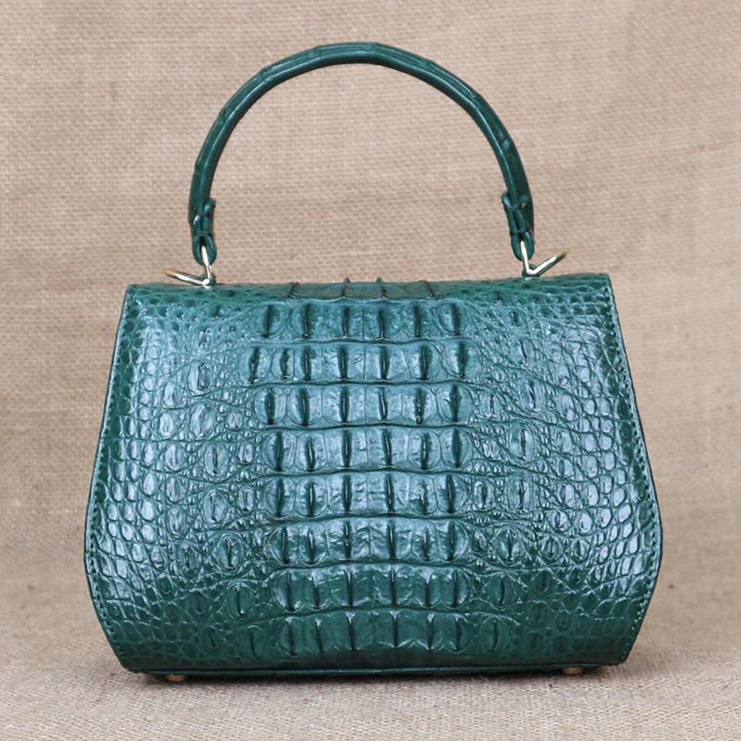 Handmade Alligator Leather Handbag, Luxury Small Top Handle Bag, Elegant Womens Leather Purse