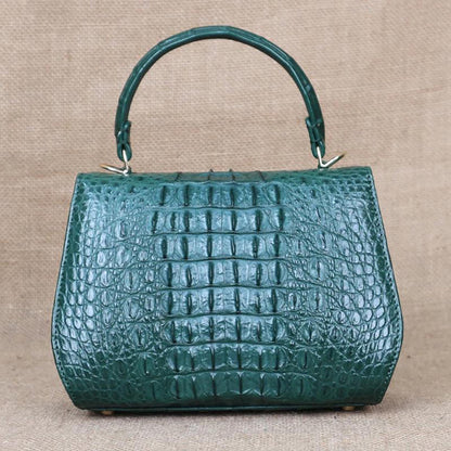 Handmade Alligator Leather Handbag, Luxury Small Top Handle Bag, Elegant Womens Leather Purse