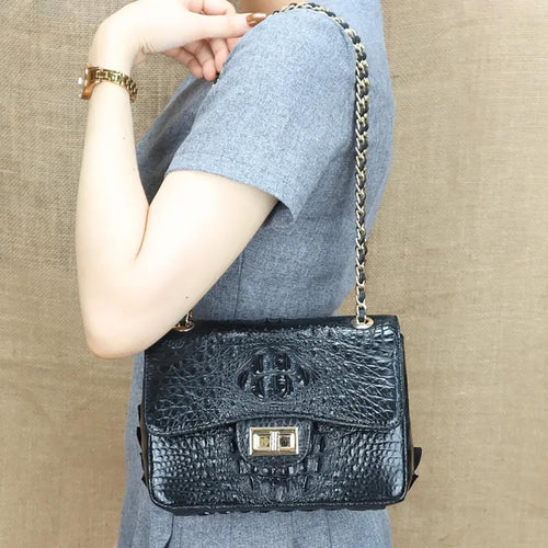 Handmade Genuine Alligator Leather Shoulder Bag – Handmade Exotic Leather Crossbody Bag