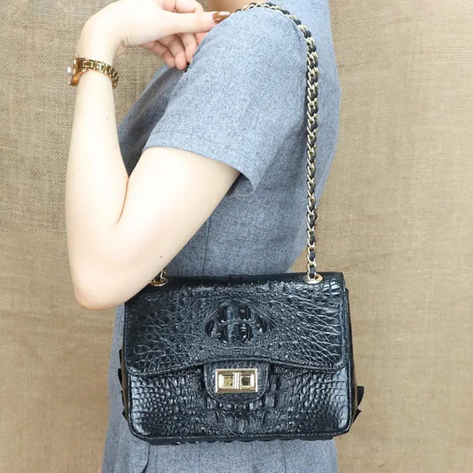 Handmade Genuine Alligator Leather Shoulder Bag – Handmade Exotic Leather Crossbody Bag