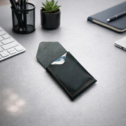 Handmade Leather Cash Wallet, Slim Card & Cash Holder, Minimalist Wallet, Front Pocket, Flap Wallet