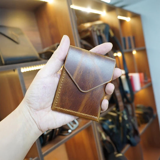 Handmade Leather Cash Wallet, Slim Card & Cash Holder, Minimalist Wallet, Front Pocket, Flap Wallet
