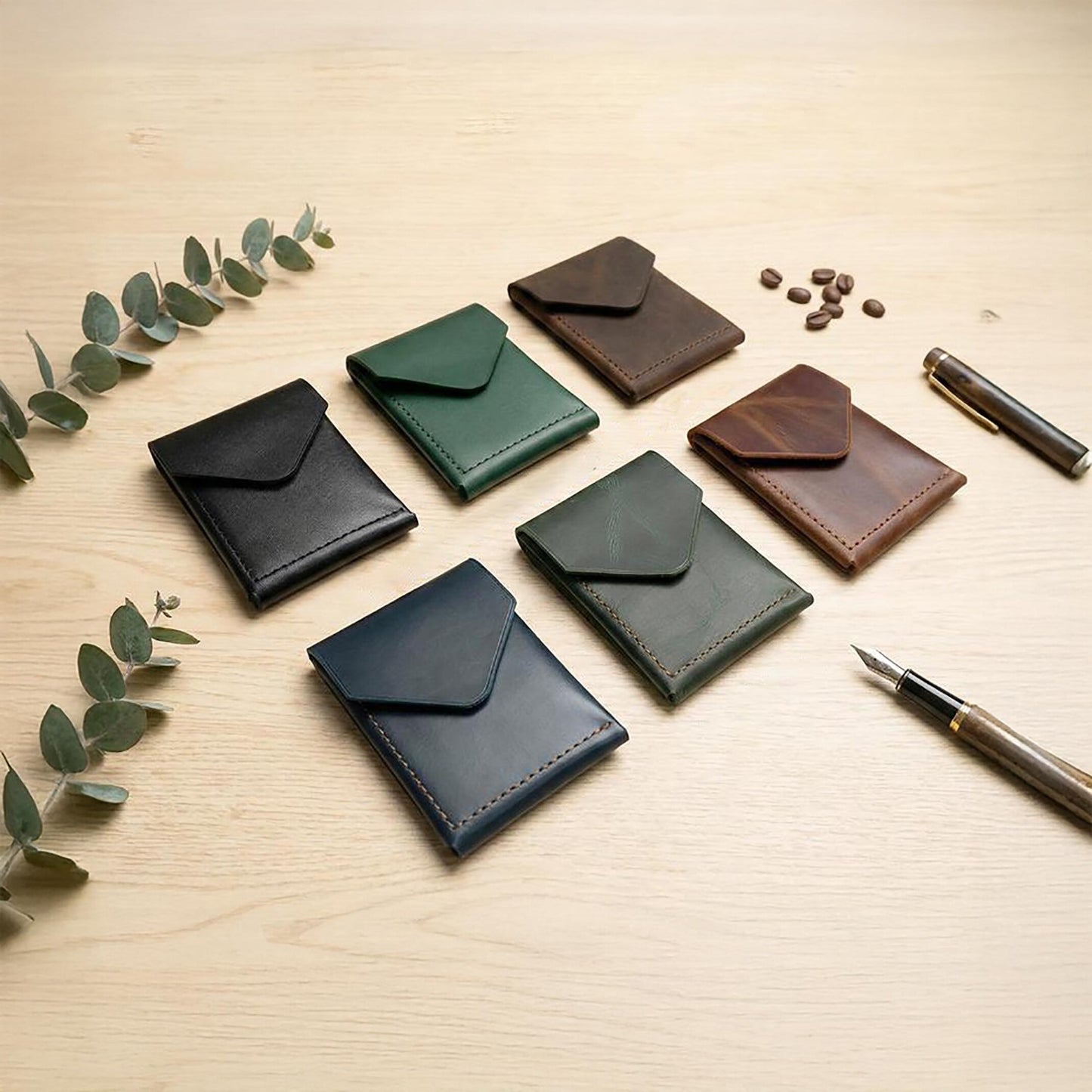 Handmade Leather Cash Wallet, Slim Card & Cash Holder, Minimalist Wallet, Front Pocket, Flap Wallet