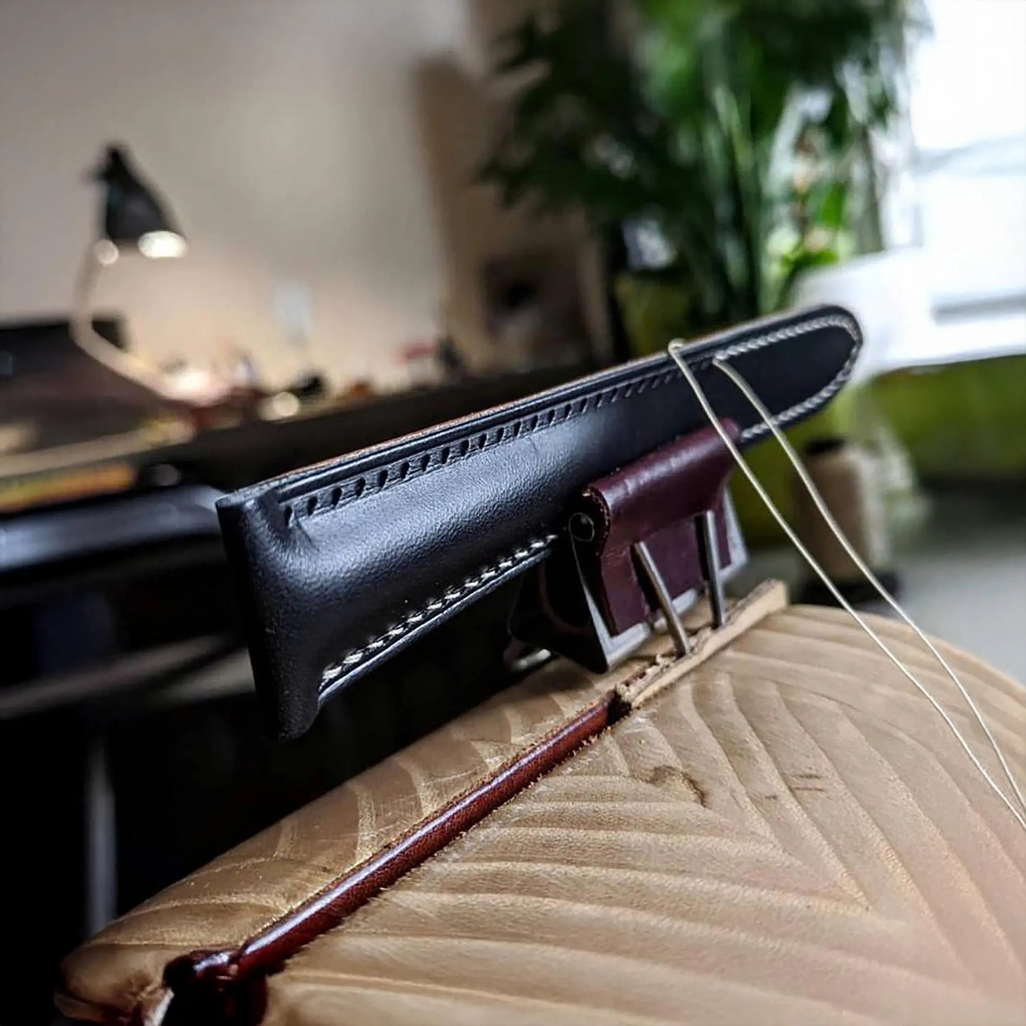 Handmade Black Buttero Leather Watch Strap, Vintage Style, Hand-Stitched, Custom Size